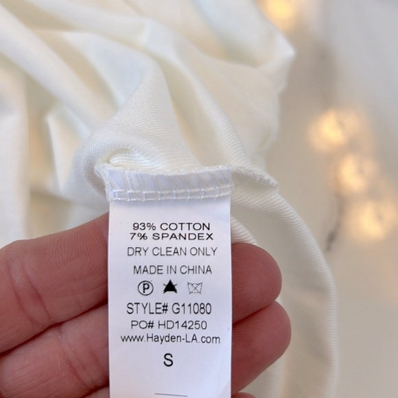 🆕HAYDEN Off White Boho Bohemian Puff Ruffle Lace Sleeve Blouse Short Sleeve Top - Picture 7 of 9